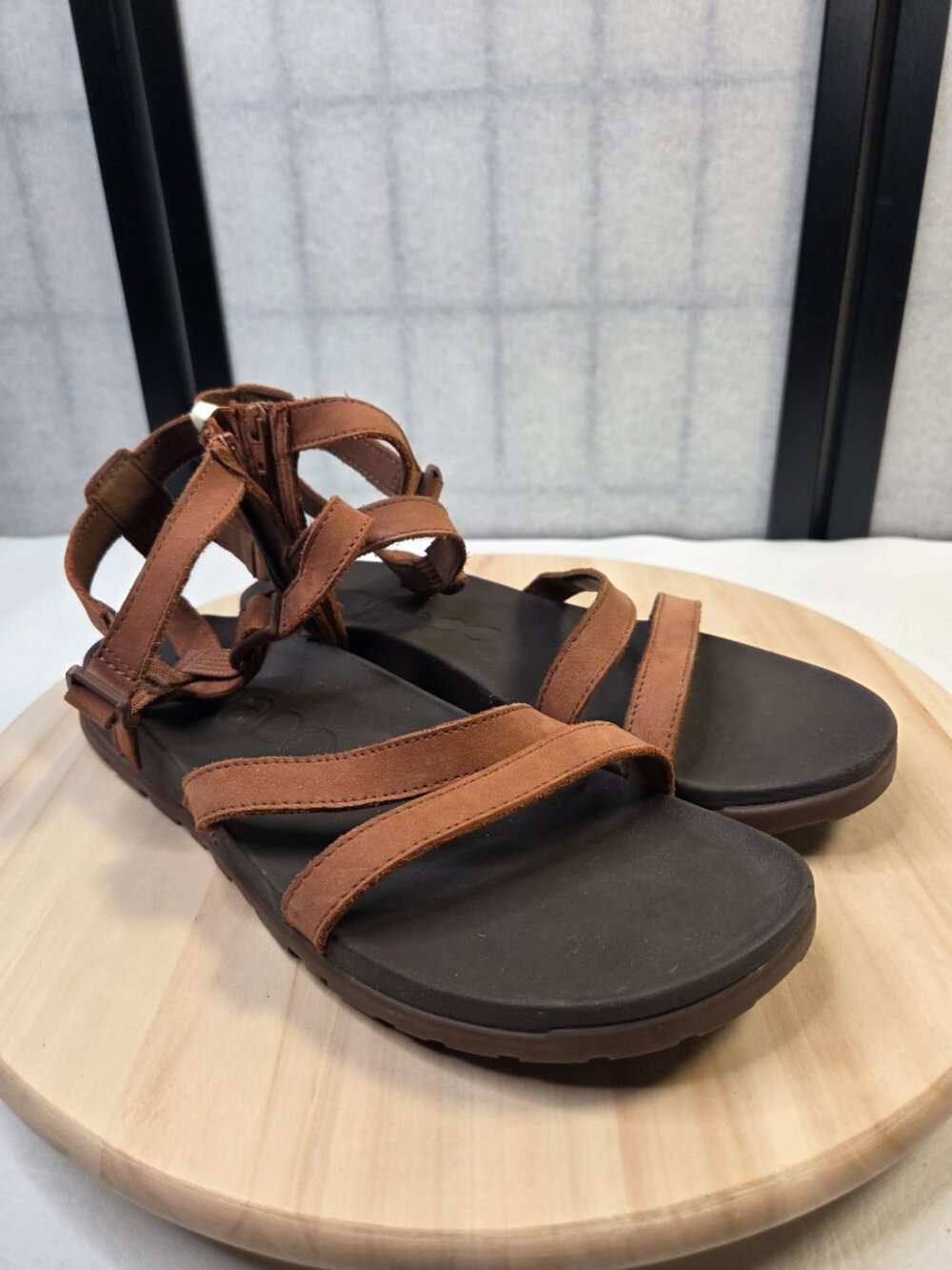 Chaco Nutshell Brown Lowdown Leather Strappy High Sporty Sandals Women US 11 - Picture 3 of 14